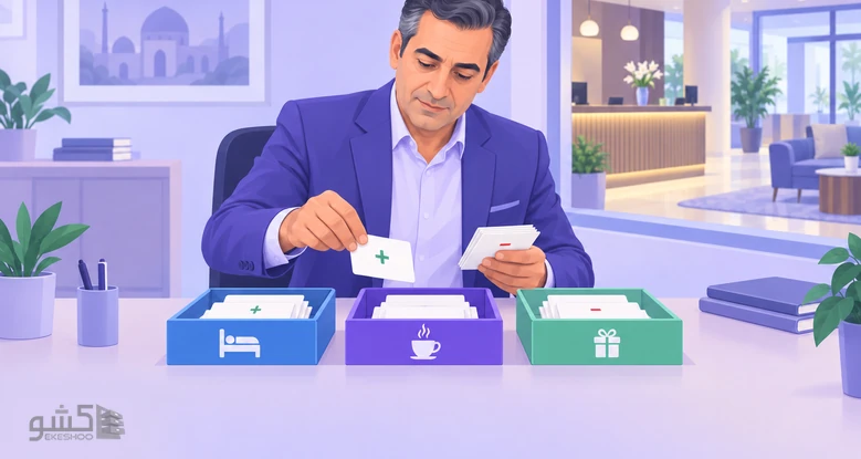 مدیر هتل کارت‌های نظر میهمانان را در سه جعبه دسته‌بندی می‌کند؛ پرسشنامه مدل کانو