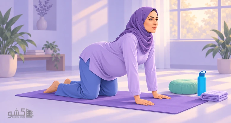 زن باردار روی تشک تمرین تنفس و آرام‌سازی را تمرین می‌کند؛ مهارت‌های مقابله در پرسشنامه خودکارآمدی زایمان لویی