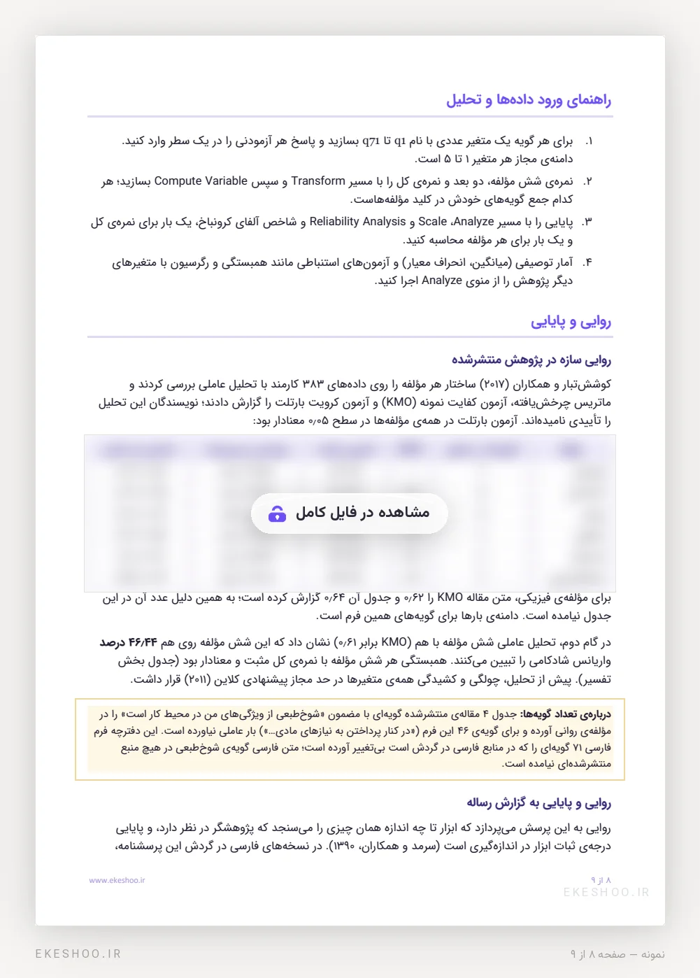روایی و پایایی شادکامی در سازمان: تحلیل عاملی شش مؤلفه در نمونه‌ی ۳۸۳ نفری شهرداری تهران